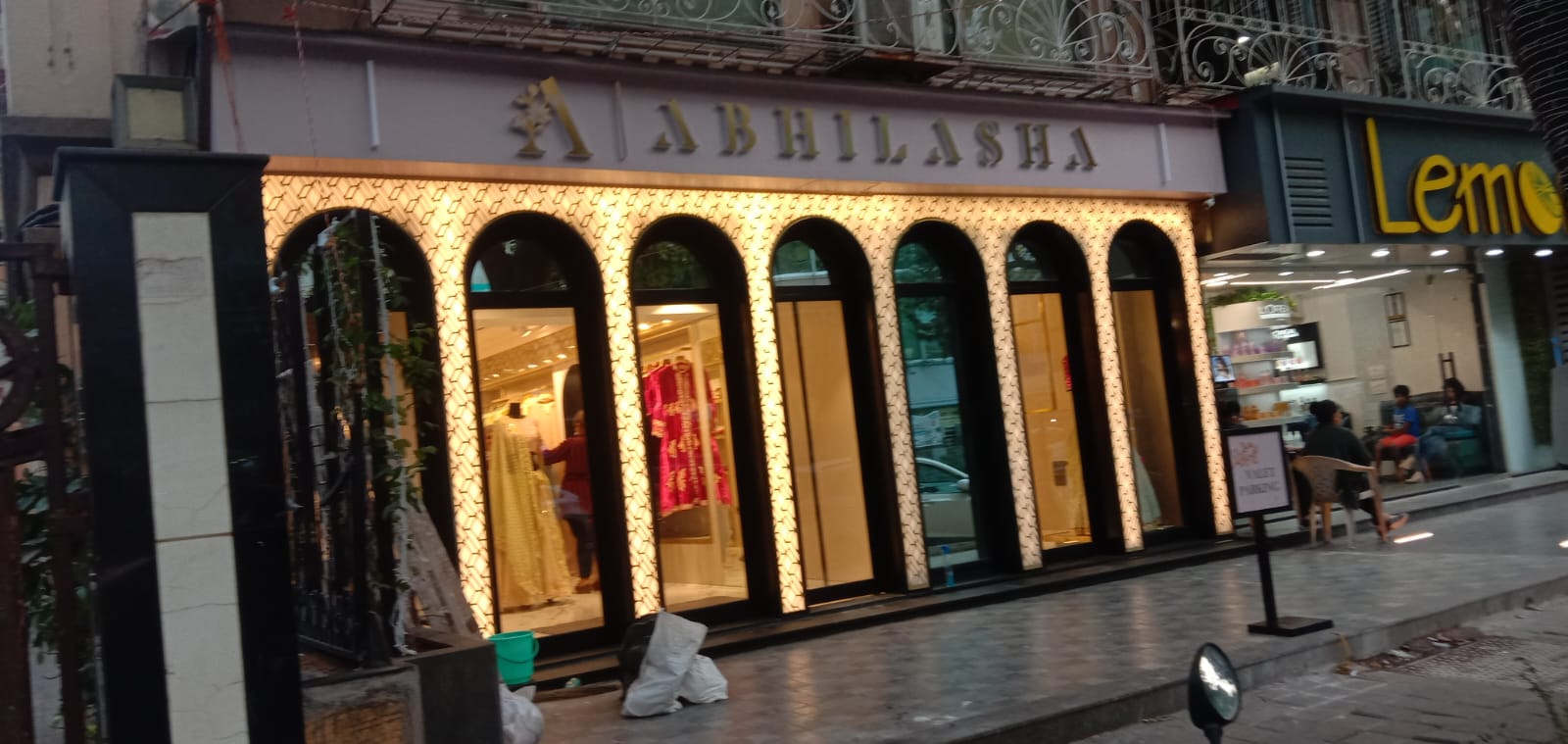 Evening Exterior View of Commercial Boutique Storefront